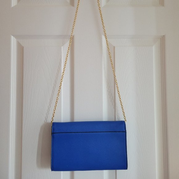 Aldo Blue Clutch with Gold Strap - Picture 2 of 4